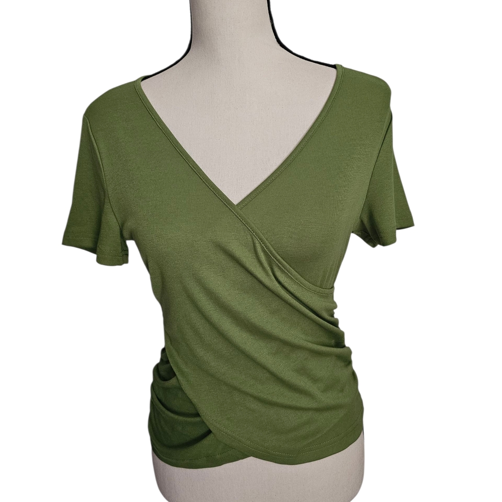 Anrilita Olive V-Neck Blouse S NWT